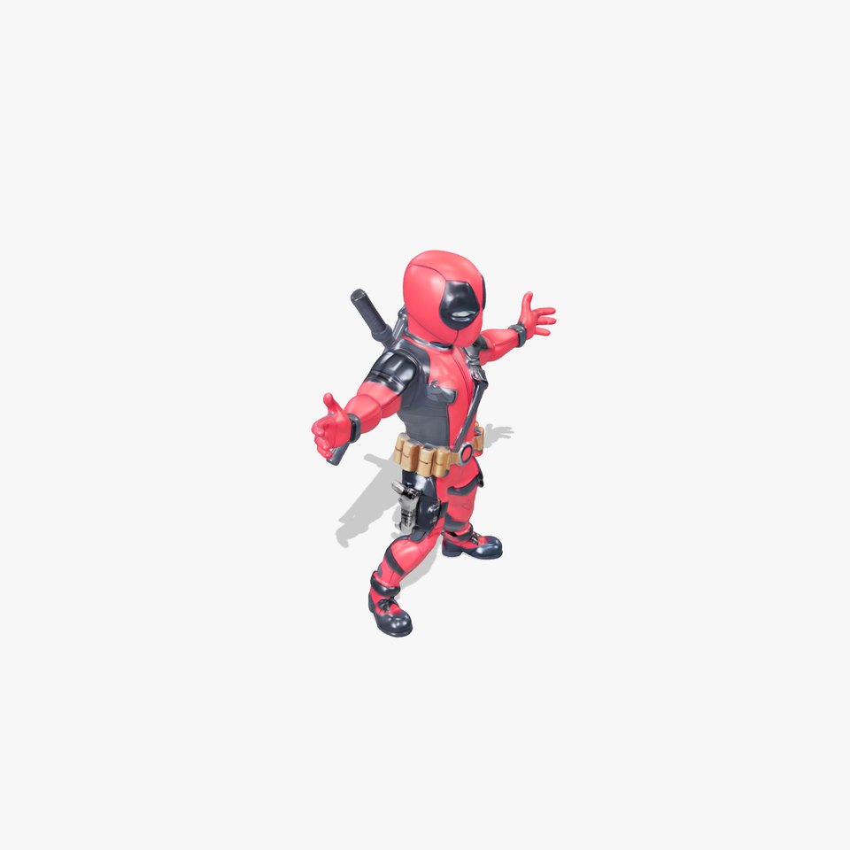 Red and Black Masked Warrior Rigged and Animated Character Model
